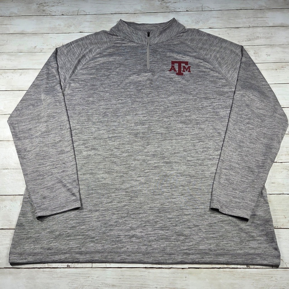 Fanatics Texas A&M Aggies Quarter Zip Pullover Mens 2XL Grey Heathered Athletic